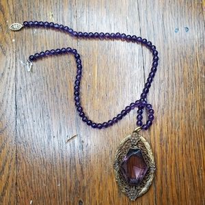 VINTAGE! Amethyst and Gold Tone Necklace